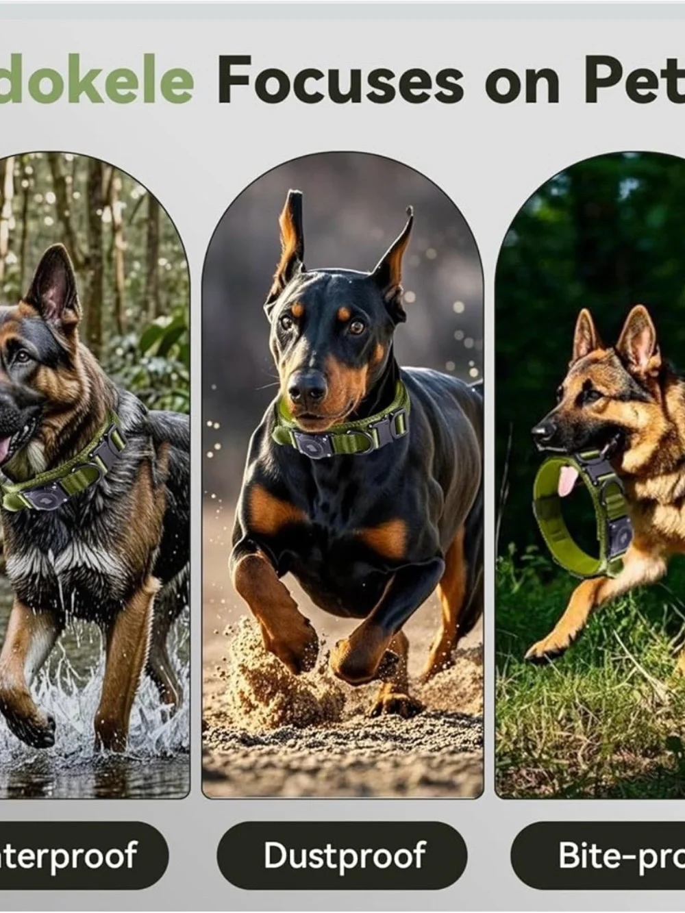 Waterproof, Military Tactical AirTag Dog Collar